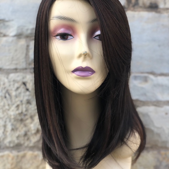 Cute SidePart Bob Wig Short Brown highlights Wig - Picture 3 of 8